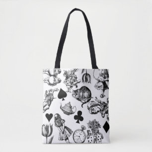 Tote Bag Personnages classiques d'Alice aux pays des mervei