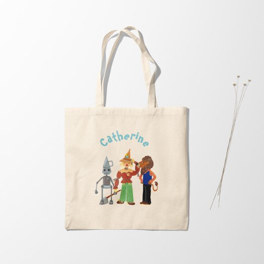 Tote Bag Personnages mignons et drôles avec votre nom 1 côt