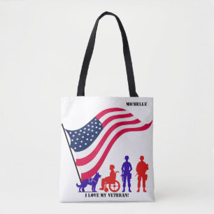 Tote Bag Personnalisable "I love my Veteran"