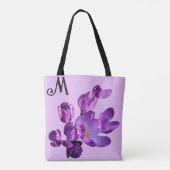 Tote Bag Personnalisable M monogramme fleurs pourpres boho  (Dos)