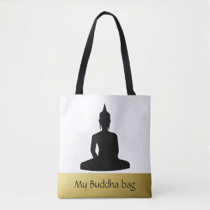 Tote Bag Personnalisation de l'or du Bouddha noir