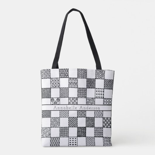 Tote Bag Personnalisation du point de référence noir et bla (Dos)
