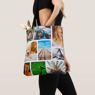 Tote Bag Personnalisé 18 Photo Collage Modèle encadré