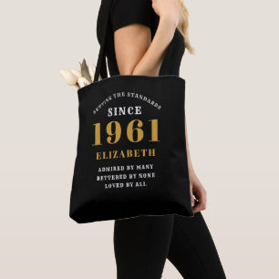 Tote Bag Personnalisé 60e anniversaire 1961 Elegant Chic Bl
