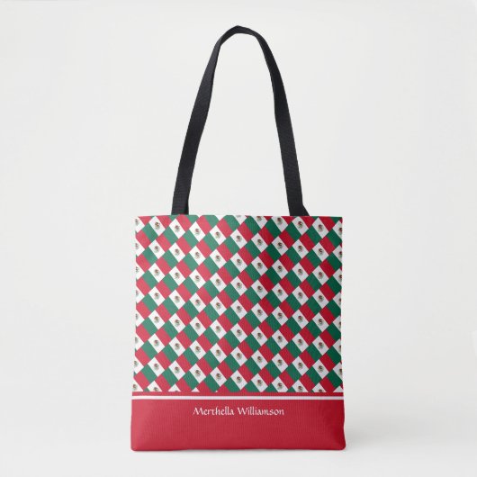 Tote Bag Personnalisé Ajouter Votre Nom MEXICO FLAG (Devant)