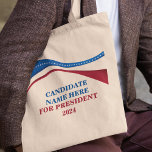 Tote Bag Personnalisé Ajouter votre propre candidat à la pr<br><div class="desc">Customisez votre propre sac fourre-tout de campagne politique en ajoutant votre propre nom ou un autre politicien sous ce drapeau artistique américain en rouge,  blanc et bleu. Ajoutez un nom personnalisé pour président en 2024.</div>