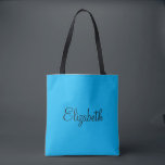 Tote Bag Personnalisé Ajoutez Votre Nom Ou Votre Modèle De<br><div class="desc">Remplacez Votre Script Nom Texte Ici Elégant Design Minimaliste Moderne Typographie Modèle Sky Blue Shopping Shopping Shoulder Sac fourre-tout.</div>
