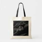 Tote Bag Personnalisé avec nom Marbre tendance Noir (Devant)