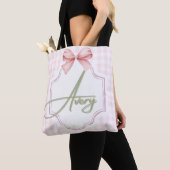 Tote Bag Personnalisé Avery Baby Girl Nursery Bow&En vichy (De près)