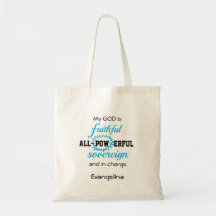 Tote Bag Personnalisé Bleu DIEU EST FIDÈLE chrétien