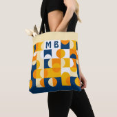 Tote Bag Personnalisé bleu foncé soleil Jaune Motif d'art r (De près)