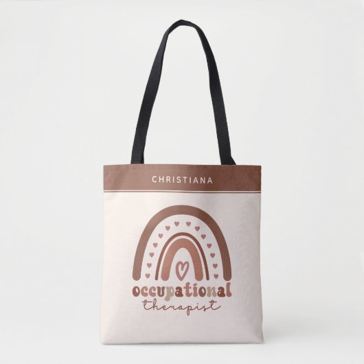 Tote Bag Personnalisé Boho Arc-en-ciel OT ergothérapie (Devant)
