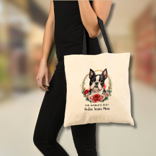 Tote Bag Personnalisé Boston Terrier Chien Maman Fer Wreath