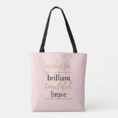 Tote Bag Personnalisé brillant Beau brave rose vif (Dos)
