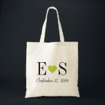 Tote Bag Personnalisé Coeur Monogramme Faveur de mariage<br><div class="desc">Design monogramme de coeur moderne et mignon avec les initiales monographiques personnalisées de la mariée et du marié et la date de mariage personnalisée. Parfait pour les sacs fourre-tout de mariage, la Saint-Valentin, cadeau d'anniversaire ou toute occasion! Cliquez sur le bouton "Customiser" pour ajouter votre propre texte personnalisé et modifier...</div>