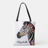 Tote Bag Personnalisé Coloré Pop Art Zebra (Dos)