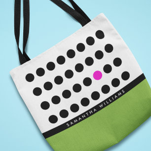 Tote Bag Personnalisé de pois noirs verts ludiques