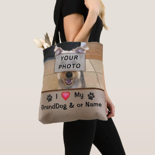 Tote Bag Personnalisé et PHOTO I Love My GrandDog Bag
