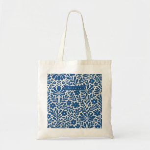 Tote Bag Personnalisé Floral Folklorique Bleu Nordique Sur