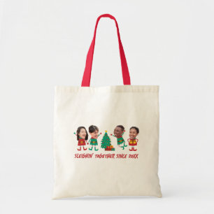 Tote Bag Personnalisé Funny Face Photo Elf de Noël