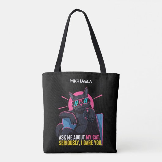 Tote Bag Personnalisé Funny Me Posez-Moi Des Questions Sur  (Dos)