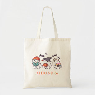 Tote Bag Personnalisé Ghosts Cute Lecture Livres Halloween