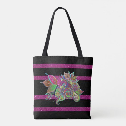 Tote Bag Personnalisé Glitzy Fuchsia Black (Dos)