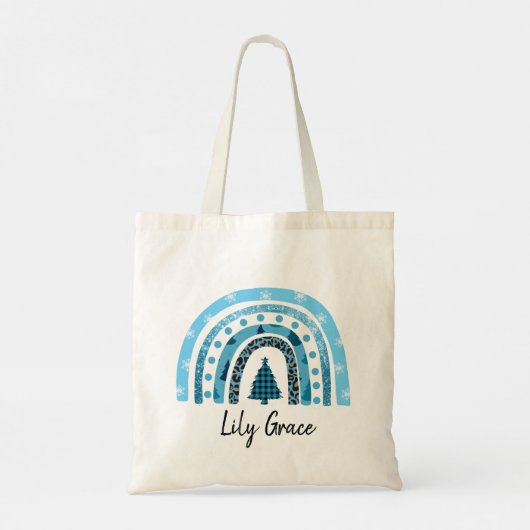 Tote Bag Personnalisé hiver Arc-en-ciel Noël à (Dos)