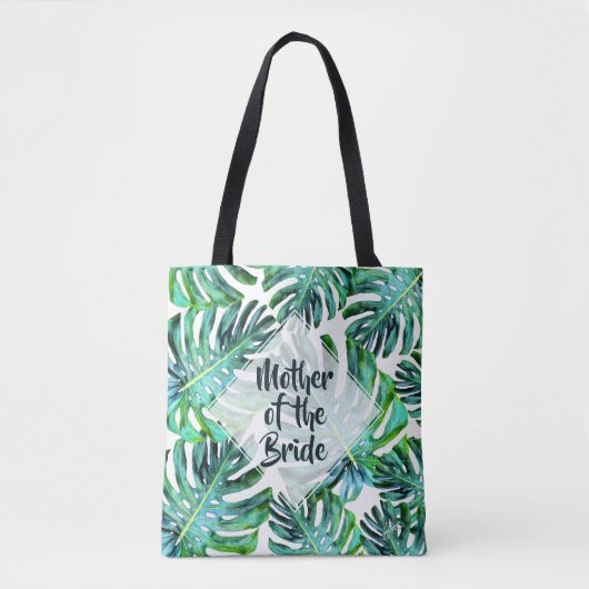 Tote Bag Personnalisé Mère de mariée Tropical Leaf de verdu (Devant)