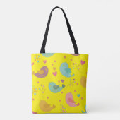 Tote Bag Personnalisé mignon Oiseaux Amour Coeurs (Dos)