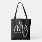 Tote Bag Personnalisé Mme ESTABLISHED - blanc sur noir (Dos)