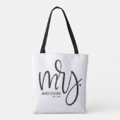 Tote Bag Personnalisé Mme ETABLISHED élégant script noir (Dos)
