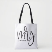 Tote Bag Personnalisé "Mrs" - élégant script noir, (Devant)