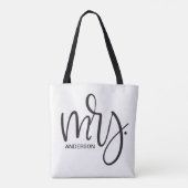 Tote Bag Personnalisé "Mrs" - élégant script noir, (Dos)
