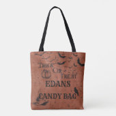 Tote Bag Personnalisé Orange Enfants Trick Ou Treat Candy (Dos)