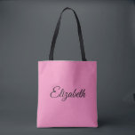Tote Bag Personnalisé Personnalisé Votre Propre Nom Élégant<br><div class="desc">Remplacez Votre Nom De Script Texte Ici Elégant Design Minimaliste Moderne Modèle Pink Shopping Sac fourre-tout Épaule.</div>