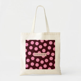 Tote Bag Personnalisé pois rose sur chocolat