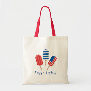 Tote Bag Personnalisé Popsicle Rouge Blanc Bleu Moderne Min