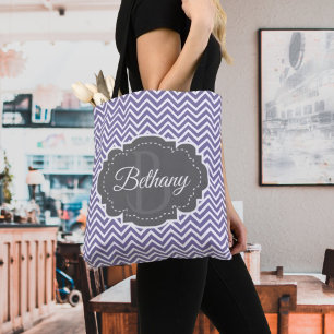 Tote Bag Personnalisé Purple Chevron