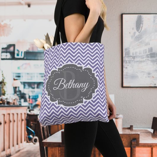 Tote Bag Personnalisé Purple Chevron