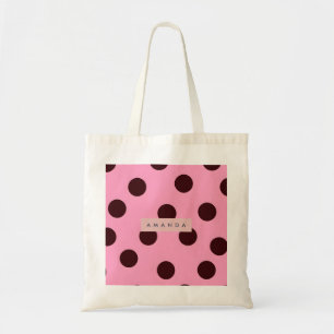 Tote Bag Personnalisé rose et chocolat à pois