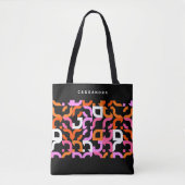 Tote Bag Personnalisé rose violet orange noir Motif d'art r (Devant)