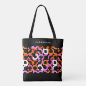 Tote Bag Personnalisé rose violet orange noir Motif d'art r (Dos)