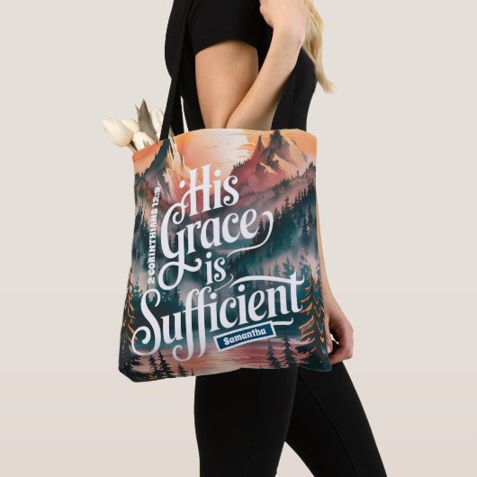 Tote Bag Personnalisé Sa grâce est Suffisamment chrétienne (De près)