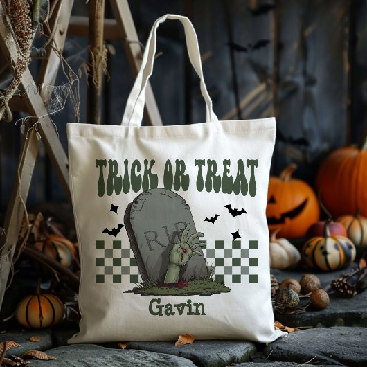 Tote Bag Personnalisé Scary Zombie Garçon Trick Ou Traiter 