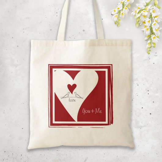 Tote Bag Personnalisé Simple moderne Inséparables Red Heart