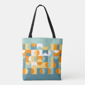 Tote Bag Personnalisé Sunny Orange Turquoise Blue Retro Art (Dos)