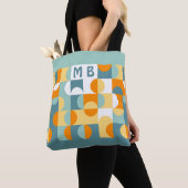 Tote Bag Personnalisé Sunny Orange Turquoise Blue Retro Art (De près)