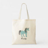 Tote Bag Personnalisé | Unicorne bleu et gris (Dos)
