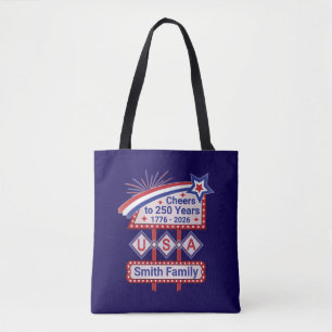 Tote Bag Personnalisé USA 250–Marquise Rétro Patriotique